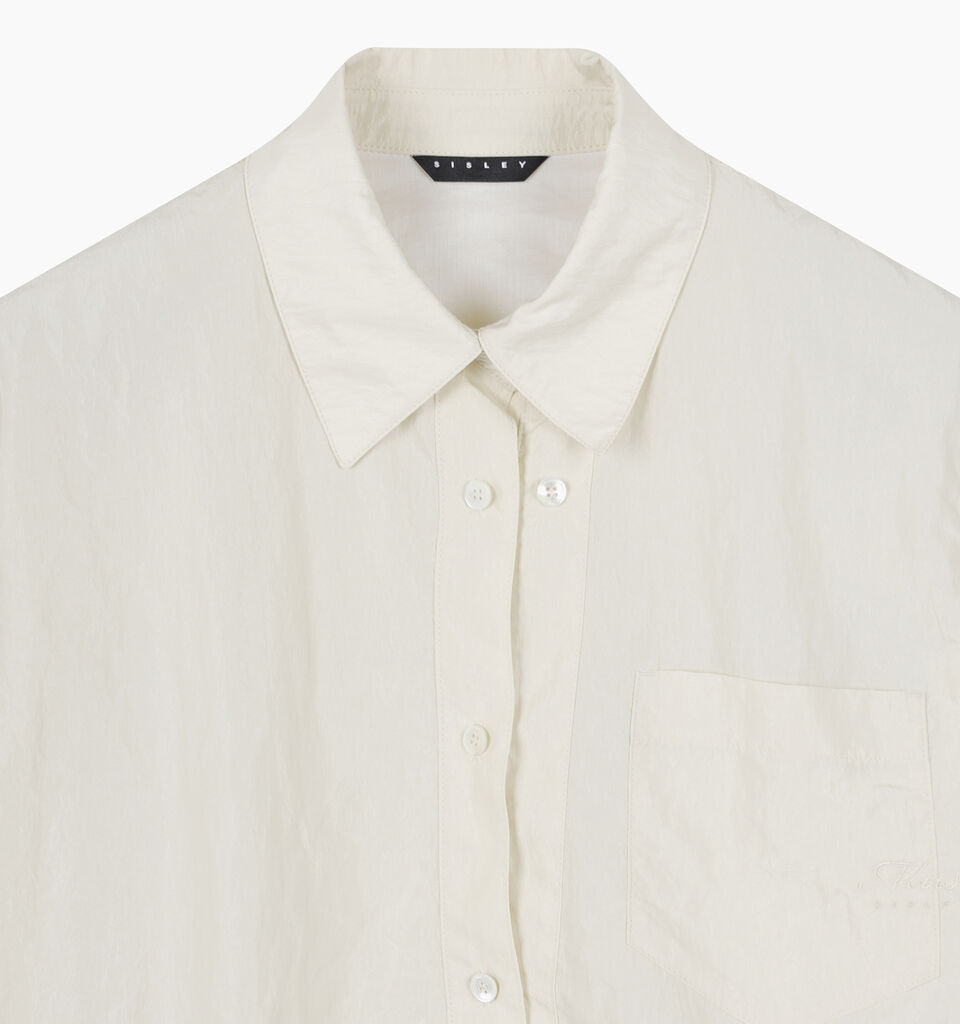 Camicia cropped crema con coulisse - sisley k camicie - Bianco Panna | Sisley K image number 3